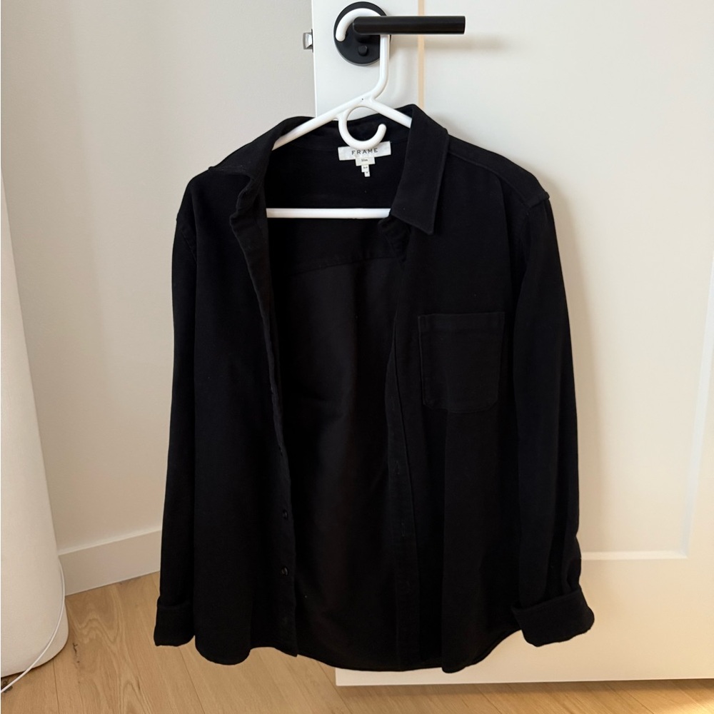 Frame black button down shirt jacket